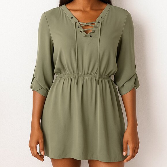 Mossimo Supply Co. Dresses & Skirts - Sold Mossimo Army Green Sheer 3/4 sleeve